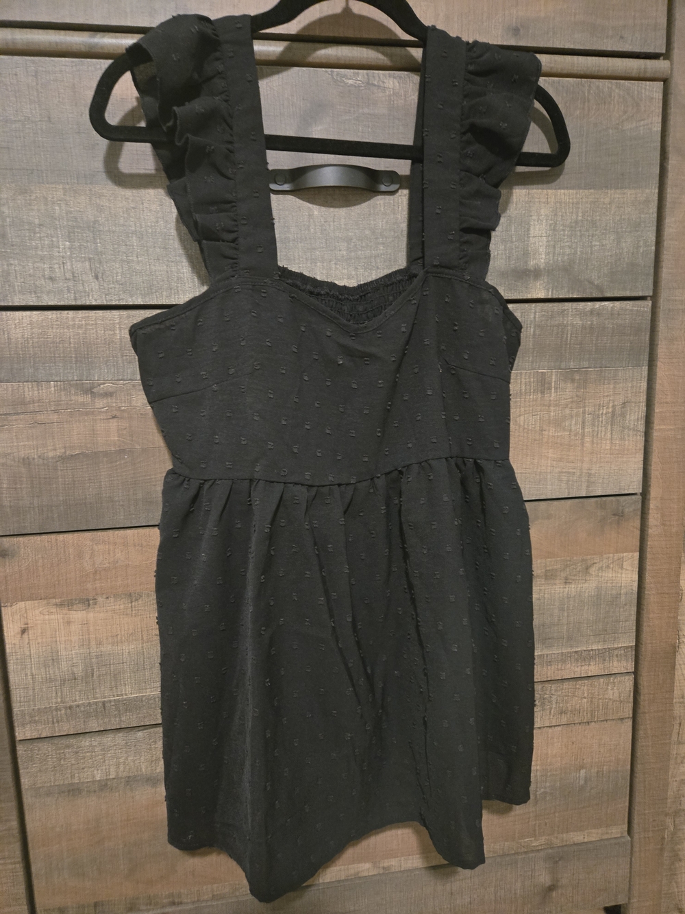 Black Ruffle Swiss Dot Maternity top